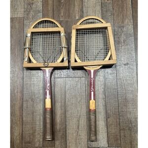 Old Wooden Tennis RacketPancho Gonzales Set Of 2 Spalding